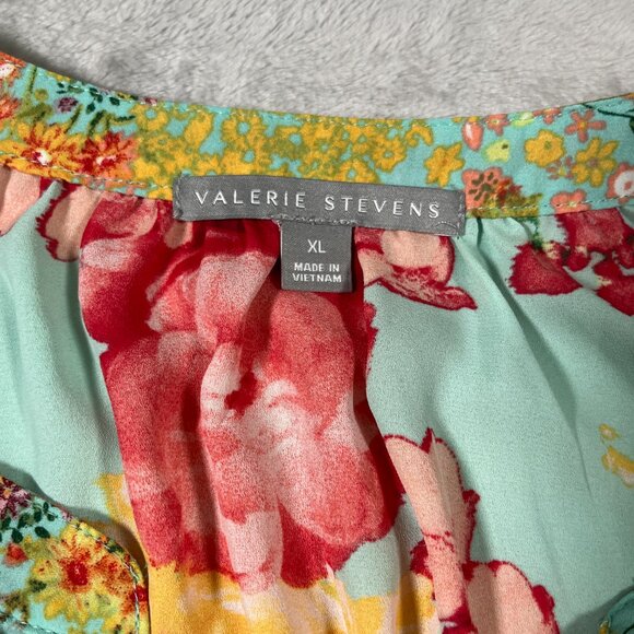 Valerie Stevens Tunic Womens XL Floral Sea Foam Green Prairie Boho Fairy Cottage - Picture 2 of 7